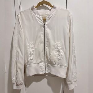 Anthropologie Hei Hei Silky White Bomber Jacket